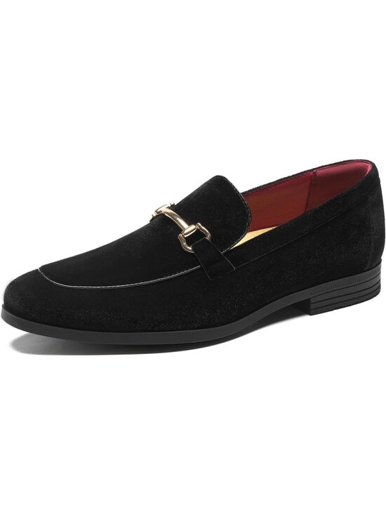 HEEZ Men\'s Black Velvet Loafers Metal Buckle Slip On Tuxedo Dress Formal Shoes main image 5
